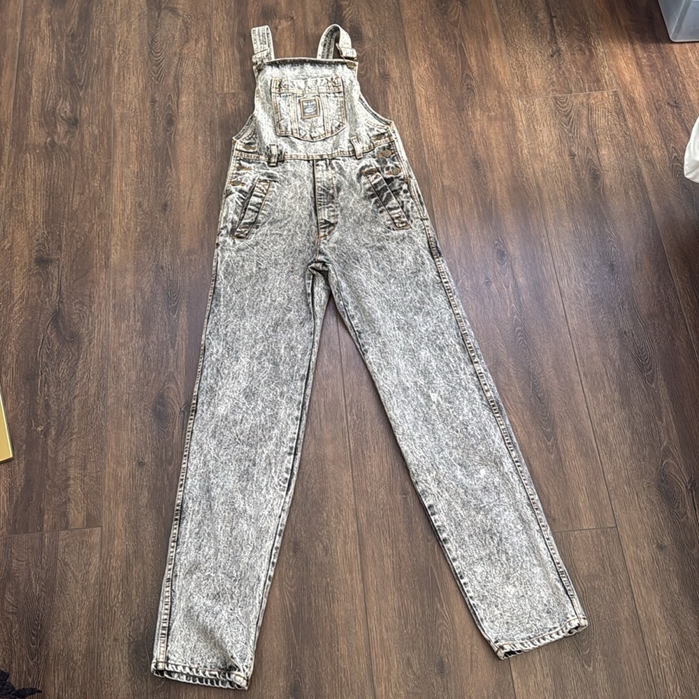 vintage U.S. Army Javolis Acid Wash Denim Overalls Small - Picture 2 of 8